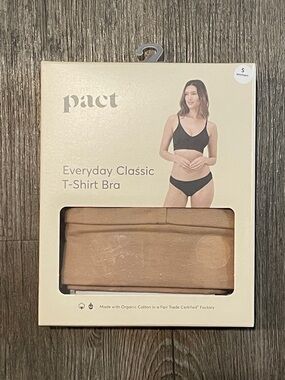 Pact Organic Cotton Women’s Classic T-Shirt Bralette Sesame Small - NEW IN BOX